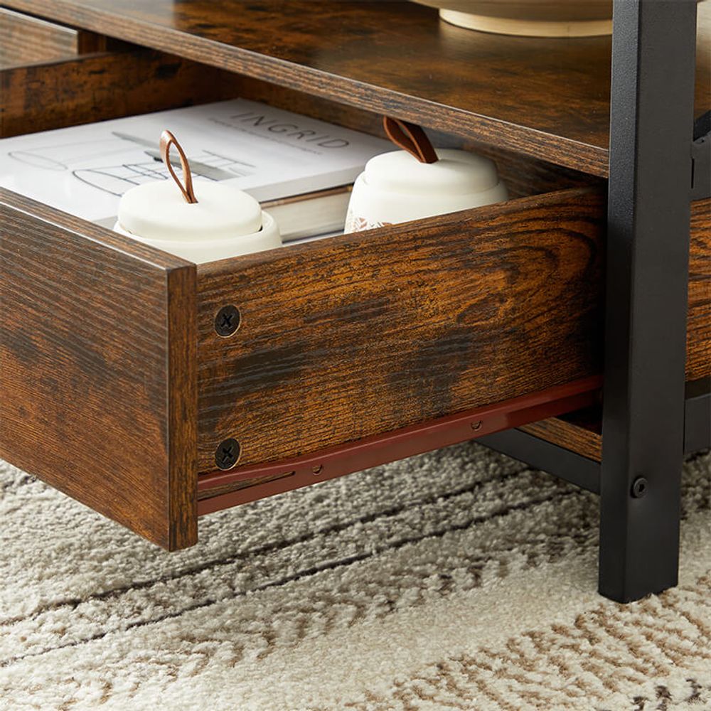 "Moderne Salontafel met 2 Lades – Hout & Metaal"