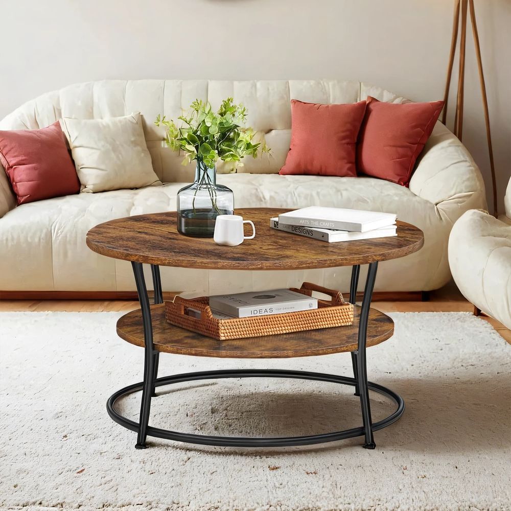 Ronde Salontafel met Opbergruimte – Woonkamertafel / Sofa Tafel