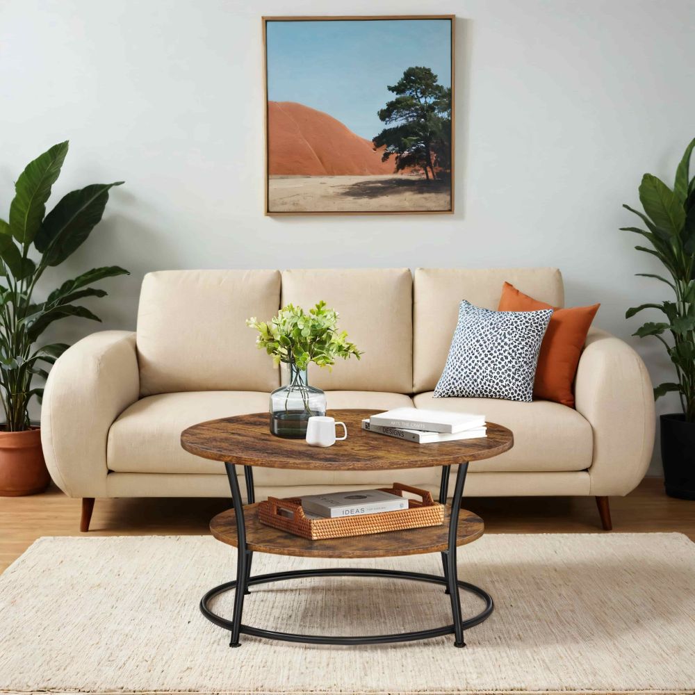 Ronde Salontafel met Opbergruimte – Woonkamertafel / Sofa Tafel