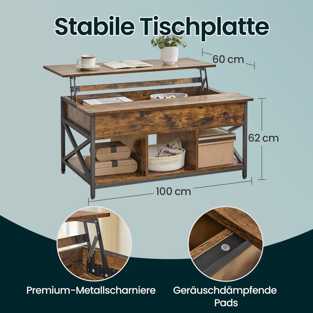 "In Hoogte Verstelbare Salontafel – 60x100 cm (48–62 cm hoog)"