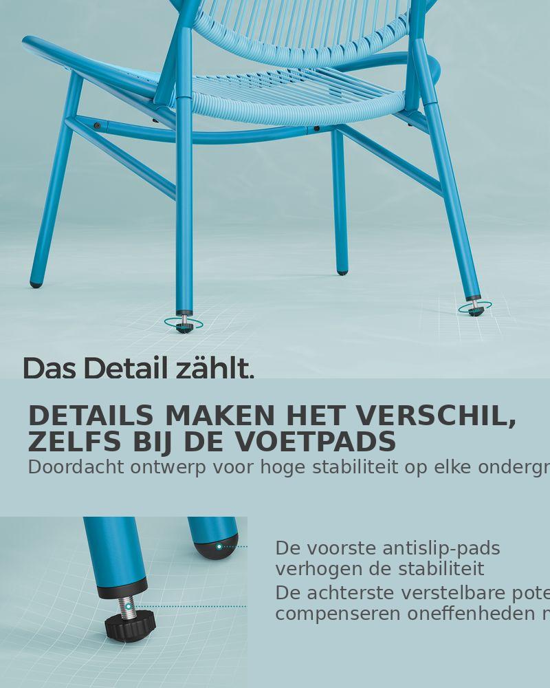 Signature Home Balkonset 3-delig – Tafel en 2 Stoelen, Bistroset Balkon Meubels, Tuinset in Zeeblauw