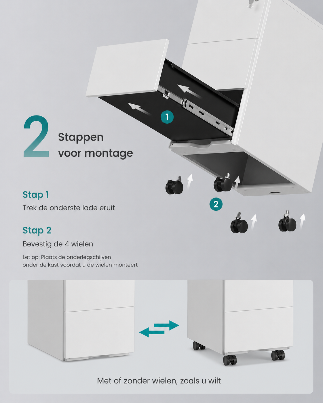 Signature Home Ladekast met 3 Laden 40 x 30 x 54 cm – Mat Wit, Compact Opbergmeubel voor Slaapkamer, Woonkamer en Hal