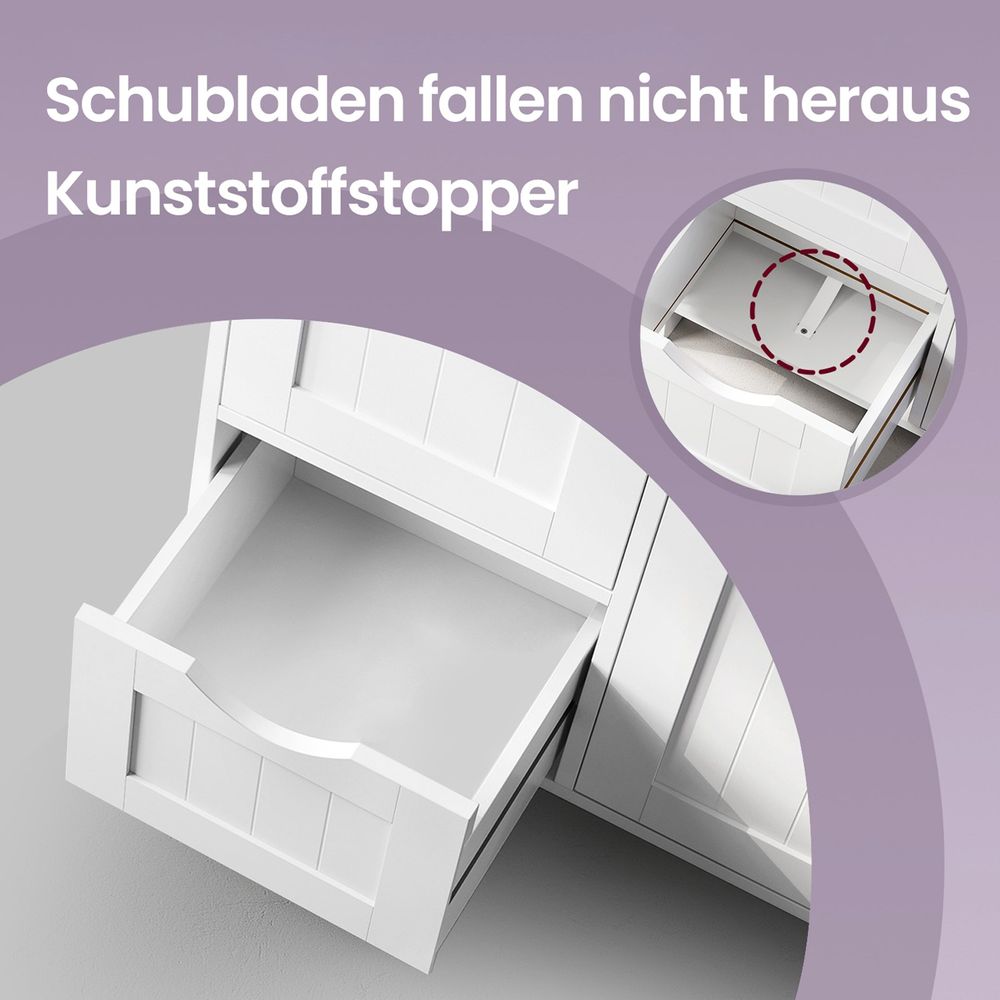 Badkamerkast met 3 Lades en Verstelbare Plank – Opbergkast voor Badkamer 30×60×81 cm