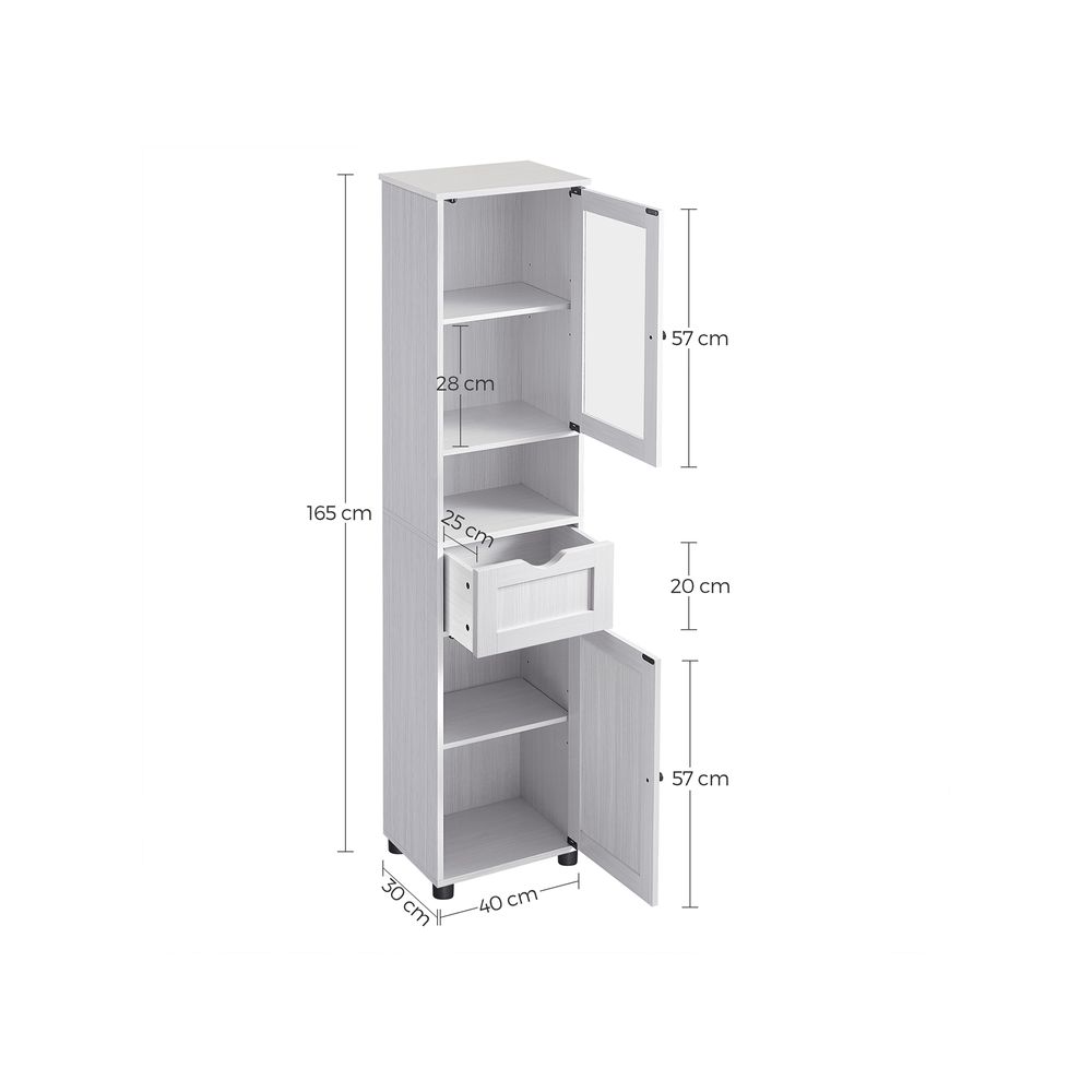 Smalle badkamerkast wit met verstelbare planken – badkamermeubel-opbergkast voor badkamer