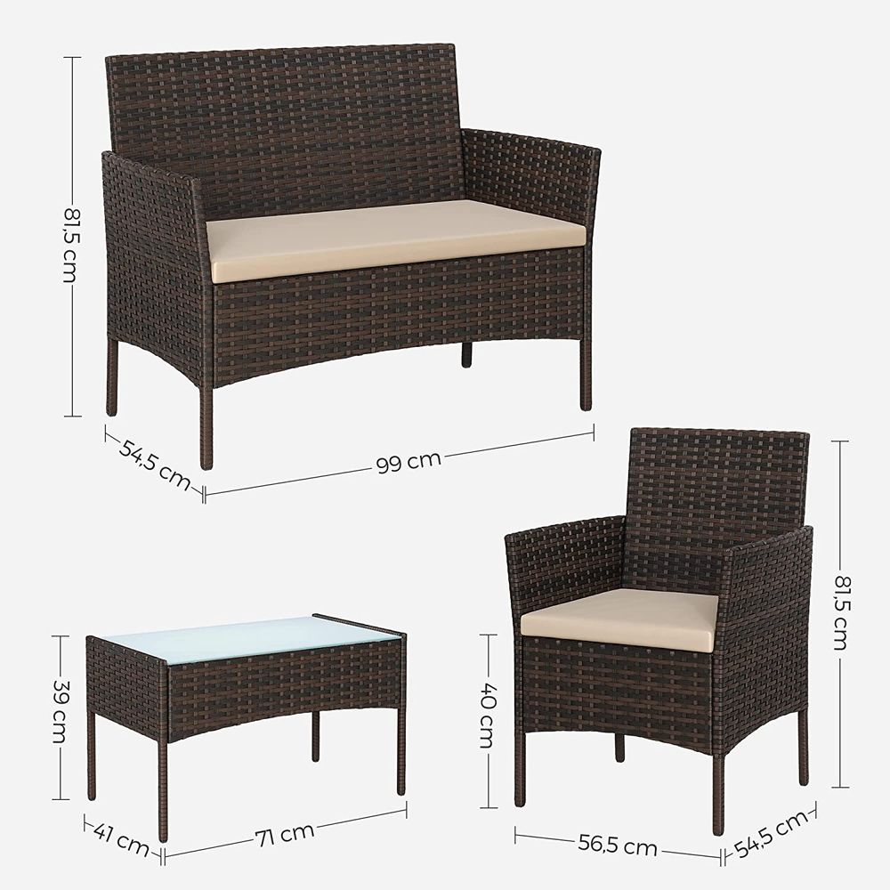 Signature Homee Balkon Meubelset 4-delig – Comfortabele Stoelen met Tafel