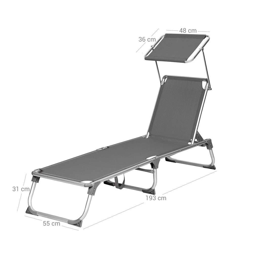 Signature Home Tuinligstoel met Zonnescherm – Comfortabele Ligstoel voor Tuin en Terras