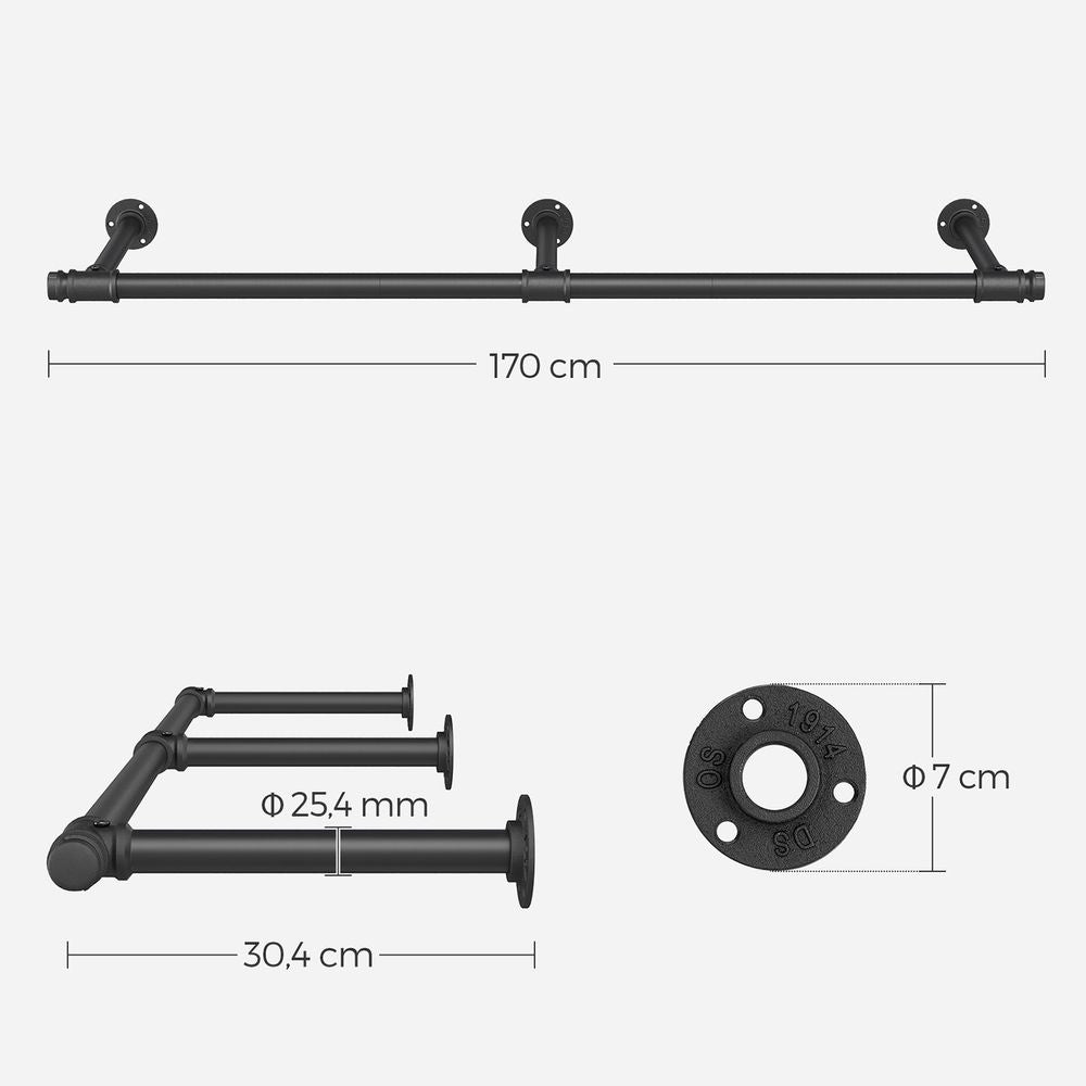 Signature Home Wandgemonteerde Kledingstang – Metalen Kledingrail voor Wandmontage in Slaapkamer, Hal of Wasruimte
