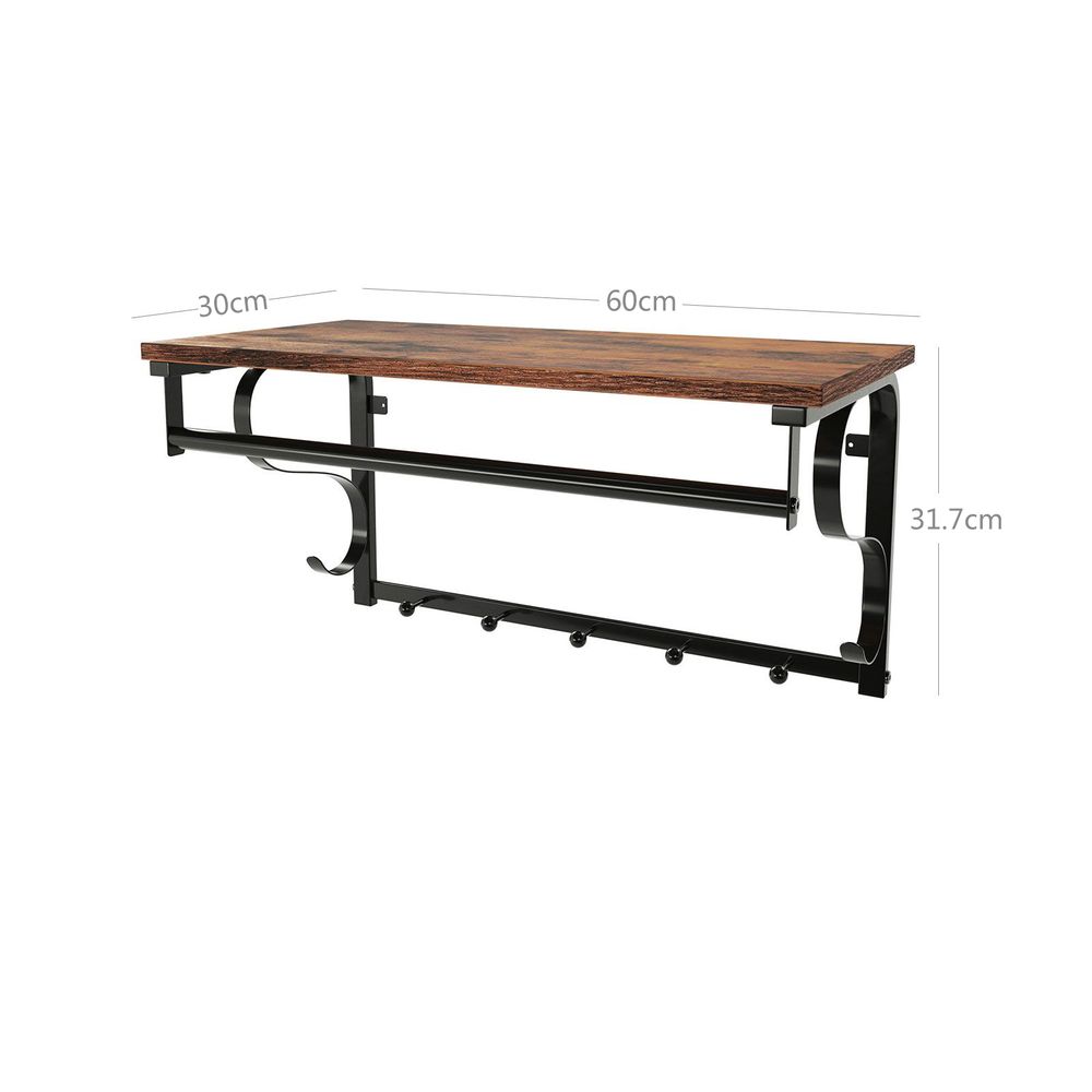 Signature Home Wandgarderobe Industrieel – Kapstok met Plank en Haken, Industrieel Design