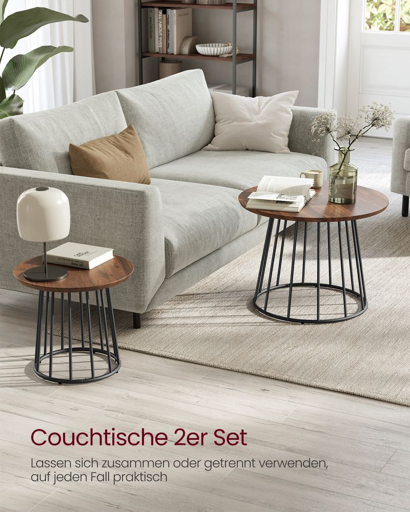 "Salontafelset van 2 – Walnoothout & Staal"