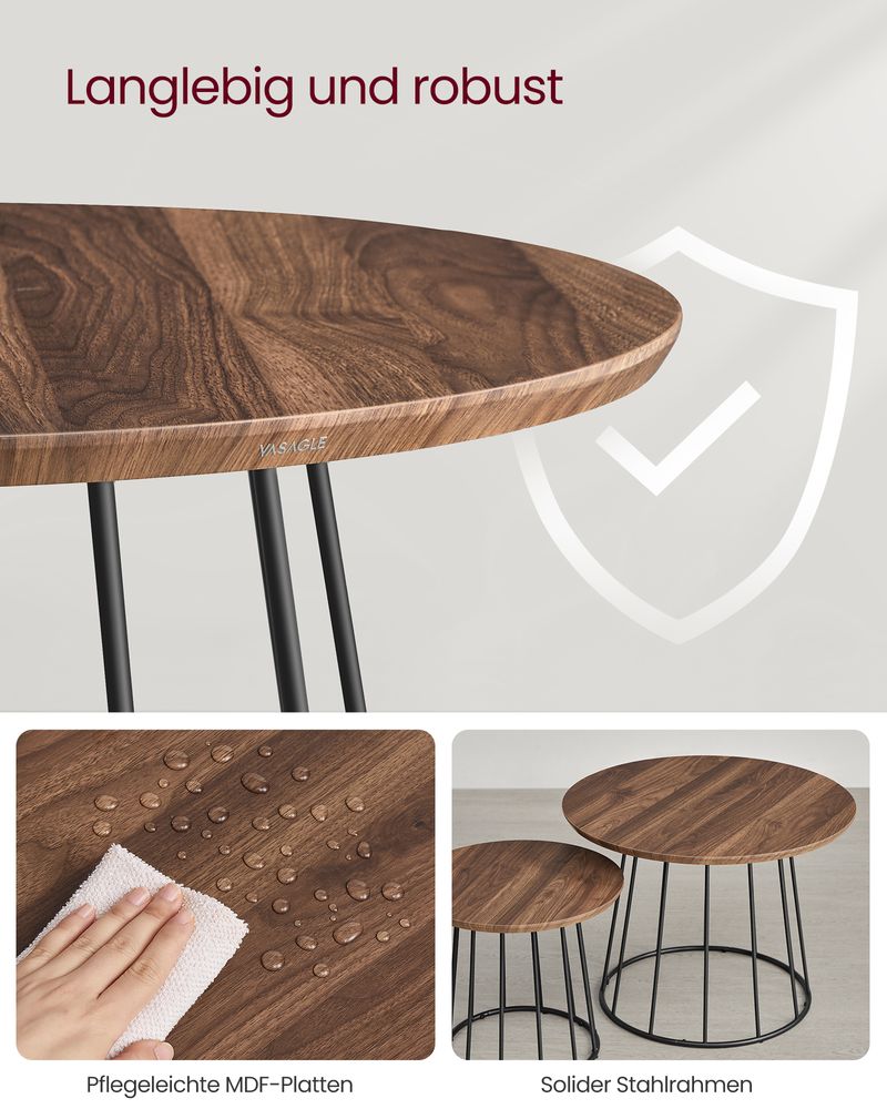 "Salontafelset van 2 – Walnoothout & Staal"