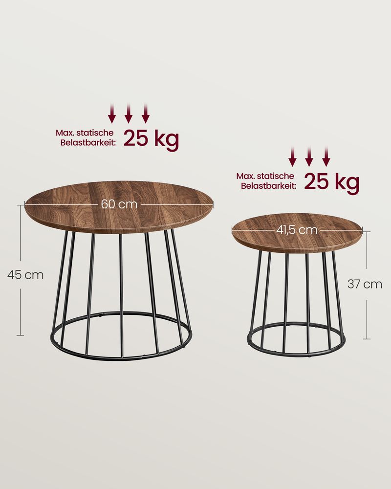 "Salontafelset van 2 – Walnoothout & Staal"