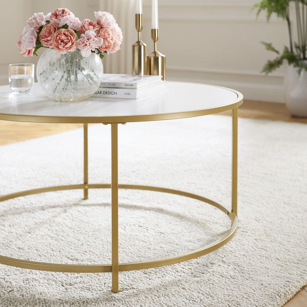 Moderne Ronde Salontafel – Metalen Onderstel