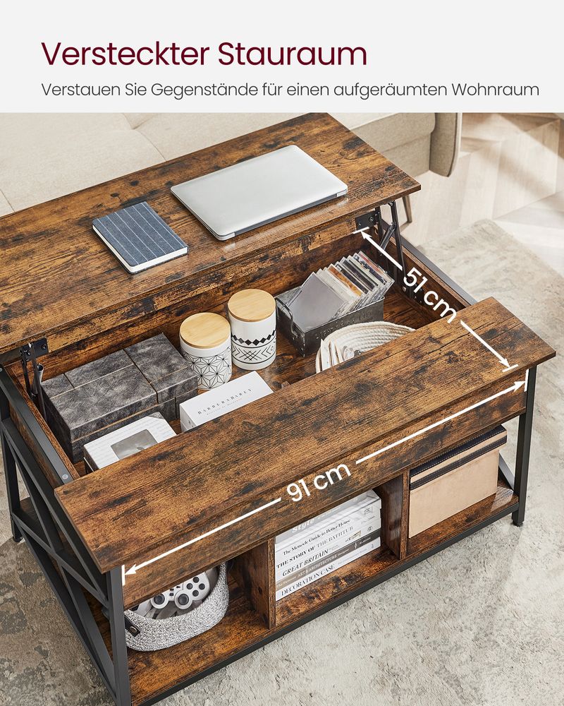 Moderne Verstelbare Salontafel – 60x100 cm, Hoogte 48–62 cm