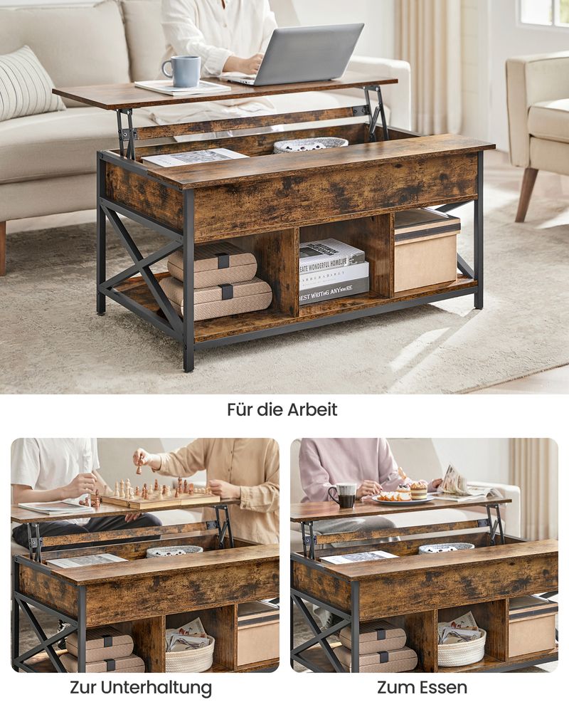 Moderne Verstelbare Salontafel – 60x100 cm, Hoogte 48–62 cm