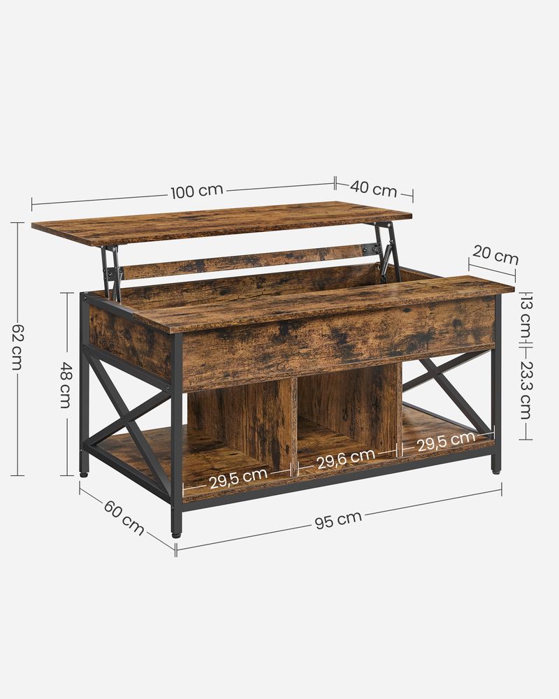 Moderne Verstelbare Salontafel – 60x100 cm, Hoogte 48–62 cm