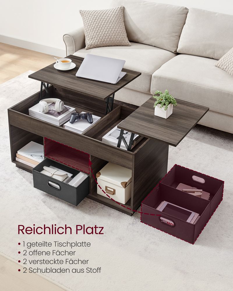 Houten Salontafel met Opbergruimte – 2 Lades – Ash Brown