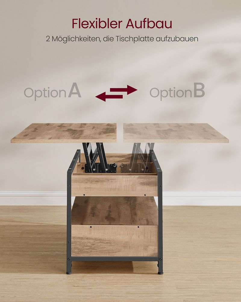 "Salontafel met Lades – 50x120 cm – Kameelbruin & Inktzwart"