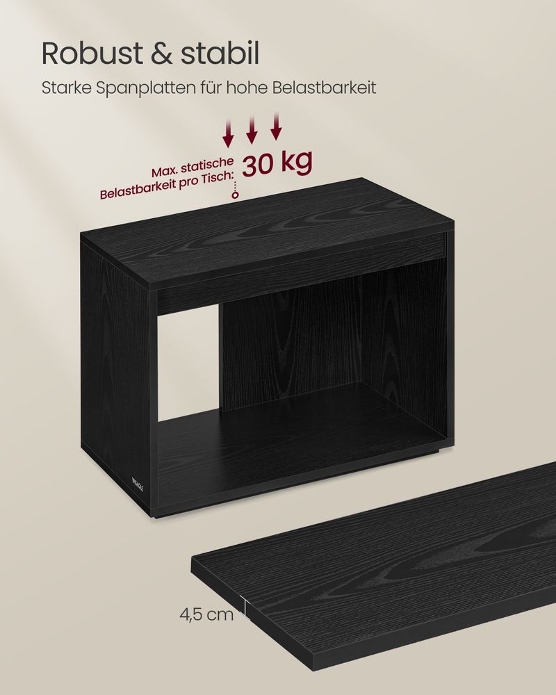 Salontafelset van 3 – Ebony Zwart met Opbergruimte
