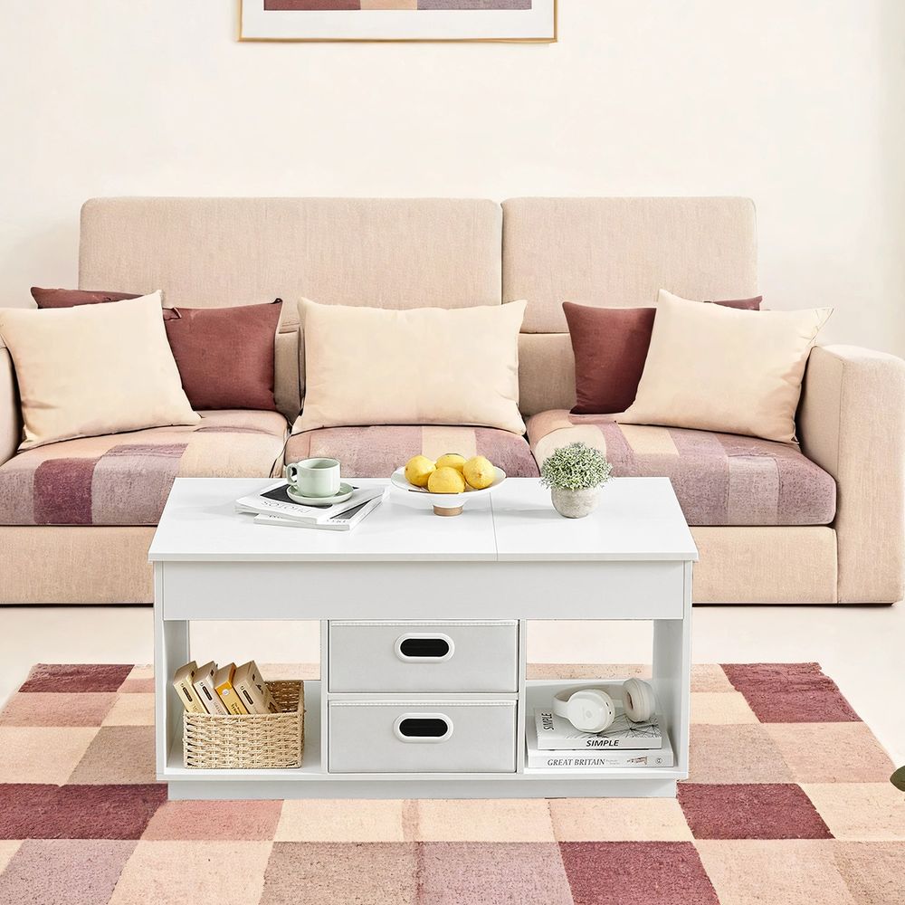Salontafel met 2 Lades en Opbergvakken – Sneeuwwit Design