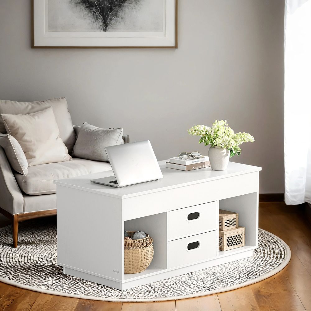 Salontafel met 2 Lades en Opbergvakken – Sneeuwwit Design
