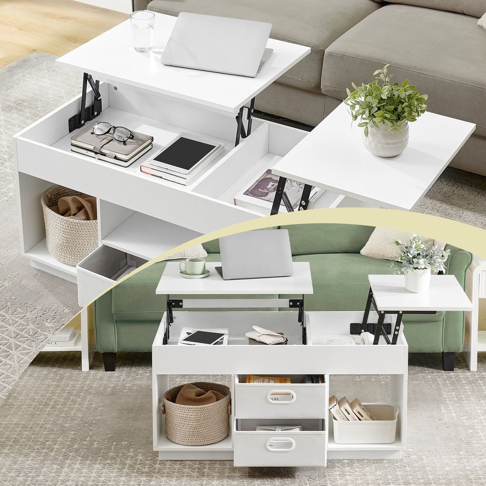 Salontafel met 2 Lades en Opbergvakken – Sneeuwwit Design