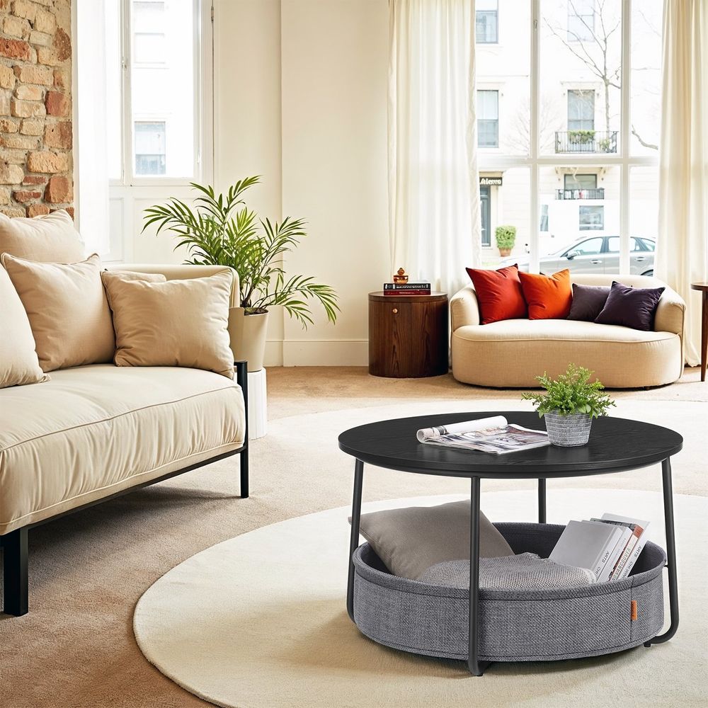 "Moderne Salontafel met Opbergvak – Zwart & Grijs"