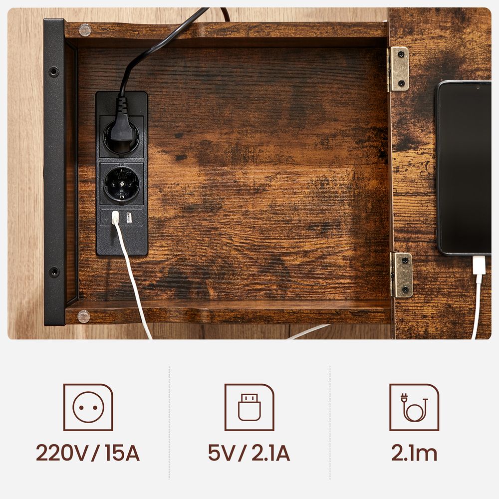 "Bijzettafel met Oplaadfunctie – Stopcontacten & USB"