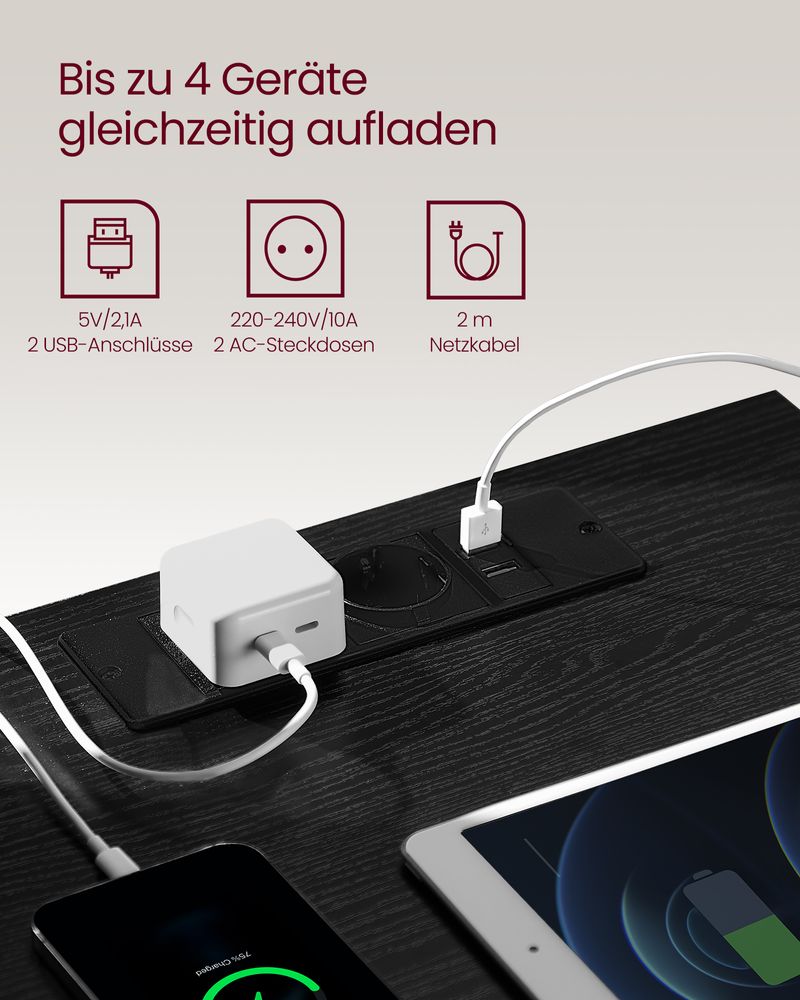 "Moderne Bijzettafel met 3 Lades – Ebbenhout Zwart"