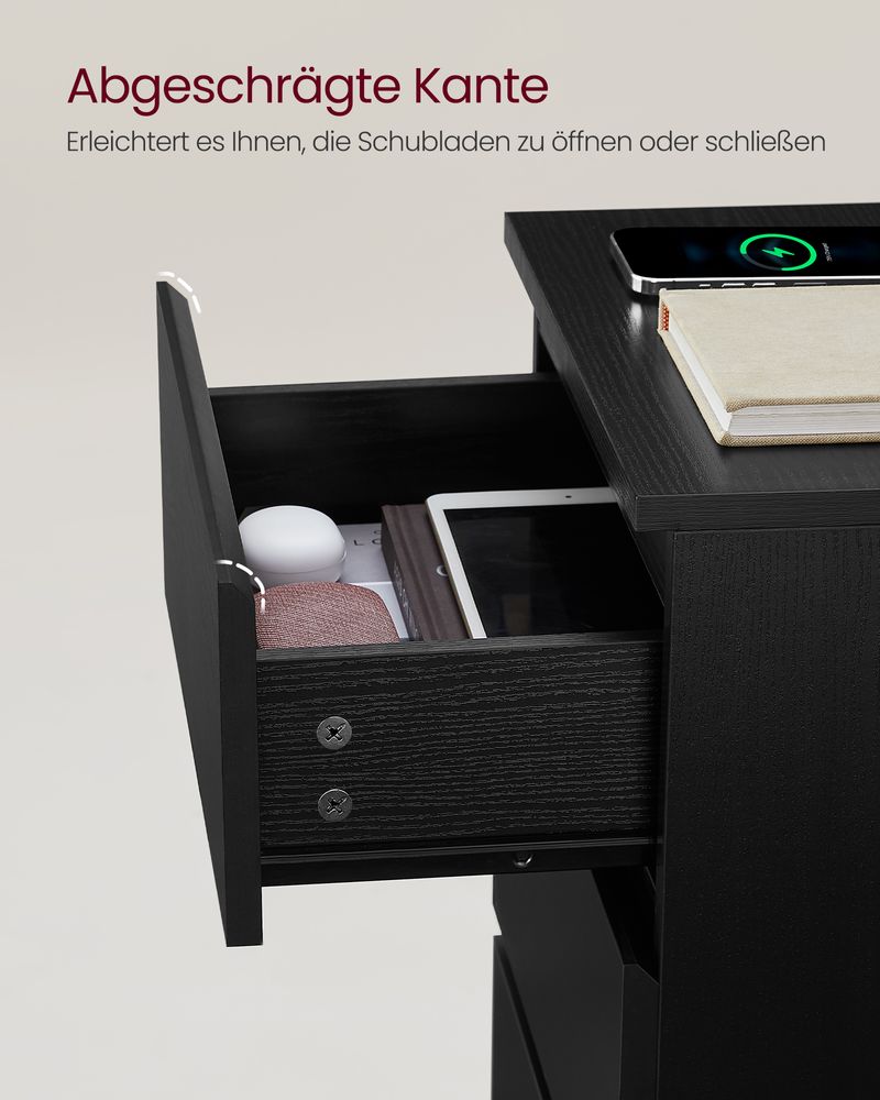 "Moderne Bijzettafel met 3 Lades – Ebbenhout Zwart"