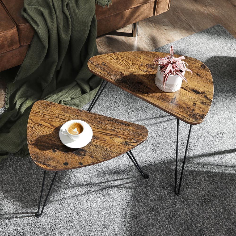 Salontafel Set van 2 – Moderne Ronde Bijzettafels voor de Woonkamer