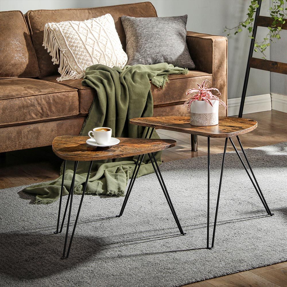 Salontafel Set van 2 – Moderne Ronde Bijzettafels voor de Woonkamer