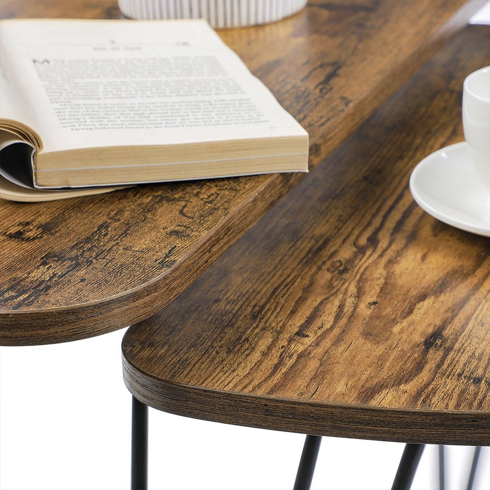 Salontafel Set van 2 – Moderne Ronde Bijzettafels voor de Woonkamer