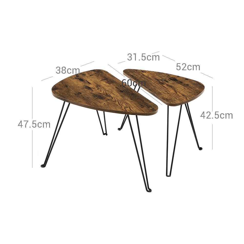 Salontafel Set van 2 – Moderne Ronde Bijzettafels voor de Woonkamer