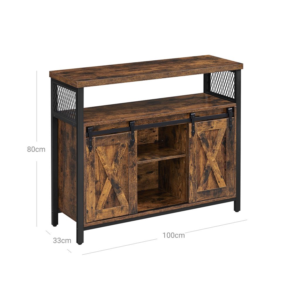 Modern Dressoir met 2 Schuifdeuren – Houten Sideboard voor Extra Opslag – Opbergkast voor Woonkamer, Slaapkamer en Hal