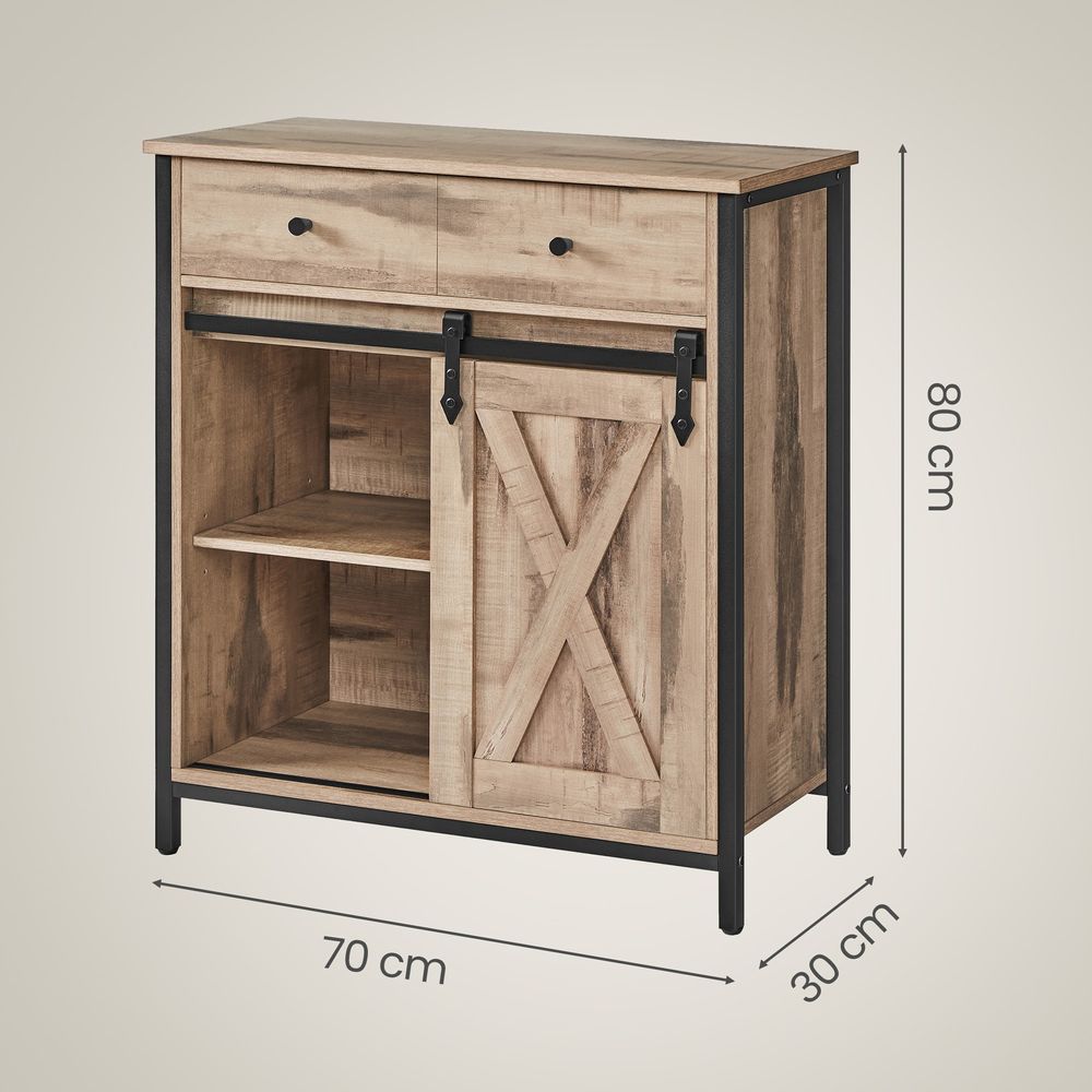 Sideboard met Schuifdeur, Opbergkast voor de Woonkamer en Vrijstaand TV-Meubel met Veel Opbergruimte