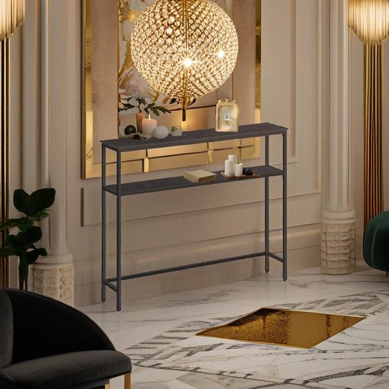Side table - coffee table - with steel frame and wheels