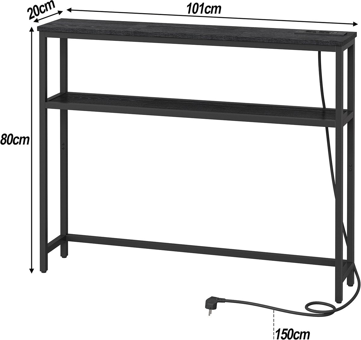 Milly Consoletafel - Console tafel - Smalle Bijzettafel met laadstation