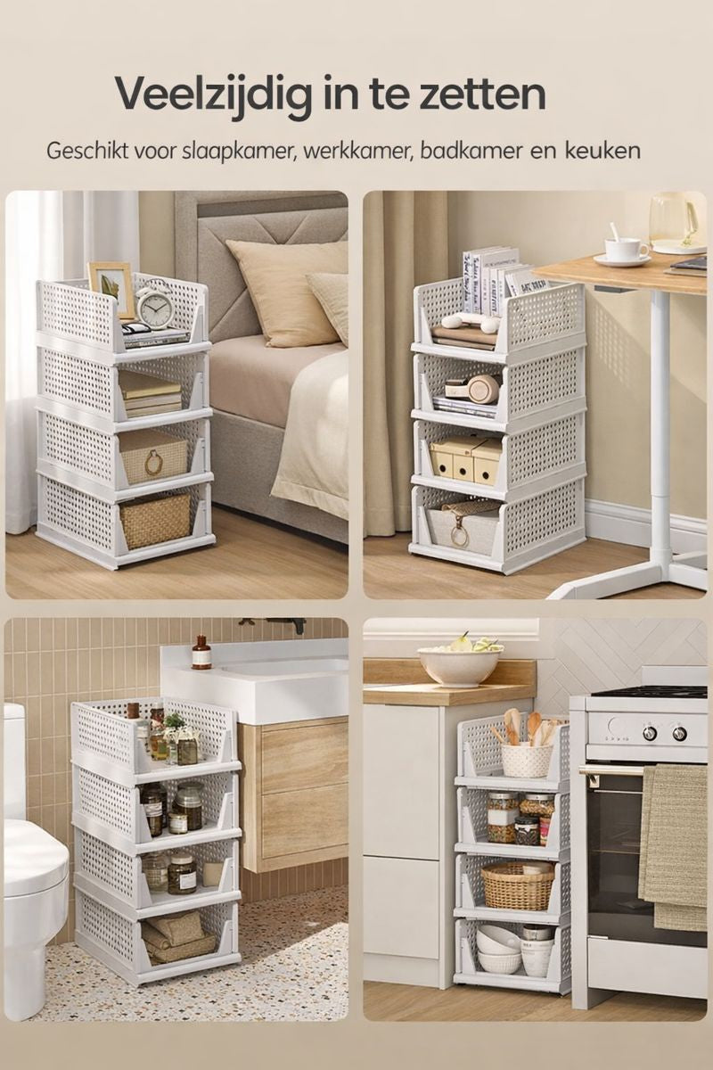 Stapelbare kledingkast organizer wit – modulaire en ruimtebesparende closet organizer voor kledingkast