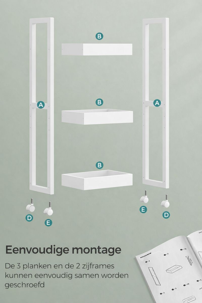 Smal Badkamerrek 3-Laags – Ruimtebesparende Badkamer Shelf – Wit Opbergmeubel