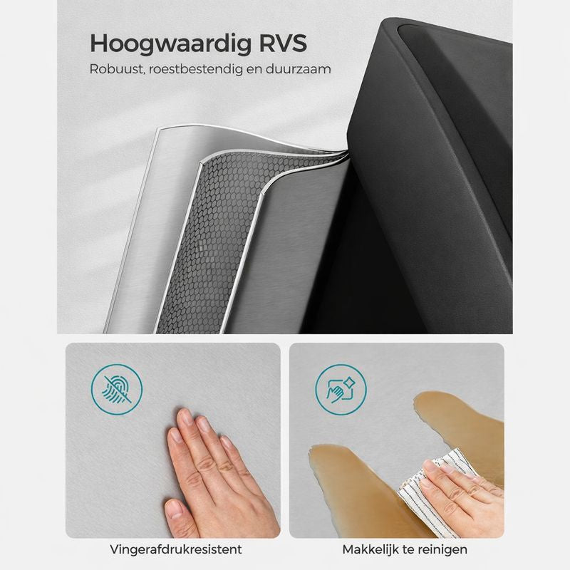 Signature Home Afvalscheider 24L met 3 Compartimenten – 3 × 8 Liter Afvalbak voor Afvalscheiding – Keuken Prullenbak