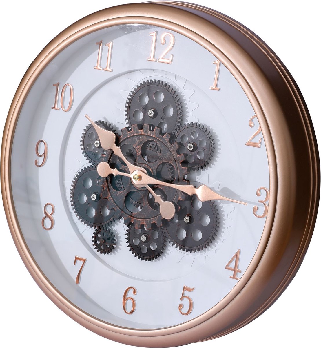 Kuwait wandklok - met draaiende tandwielen 40 cm - Radar klok wit rozegoud Wit