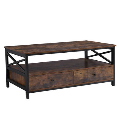"Moderne Salontafel met 2 Lades – Hout & Metaal"