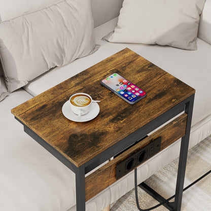Malmo Bijzettafel - Laptoptafel - Nachtkastje - Banktafel - bijzettafel met laadstation