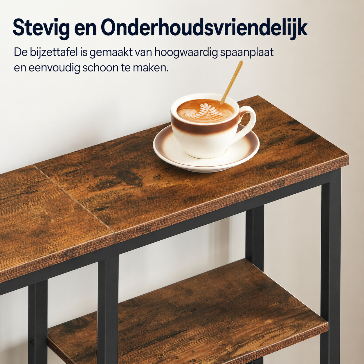 Signature Home Smalle Consoletafel 75 cm – Sidetable voor Hal, Entree en Gang, Haltafel, Smalle Bijzettafel, Industrieel Vintage, Presentatietafel voor Kleine Ruimtes, Rustiek Bruin/Zwart
