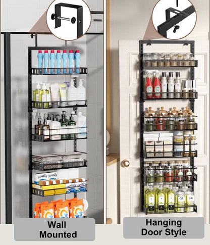 Signature Home Kruidenrek voor Deur – 6 Laags Kruidenrek Keuken Organizer – Zwart Metaal – Kruidenrek Kastdeur