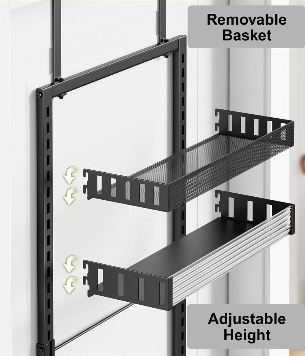 Signature Home Kruidenrek voor Deur – 6 Laags Kruidenrek Keuken Organizer – Zwart Metaal – Kruidenrek Kastdeur