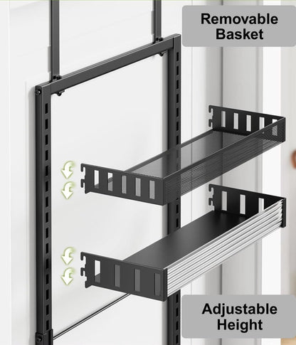 Signature Home Kruidenrek voor Deur – 6 Laags Kruidenrek Keuken Organizer – Zwart Metaal – Kruidenrek Kastdeur