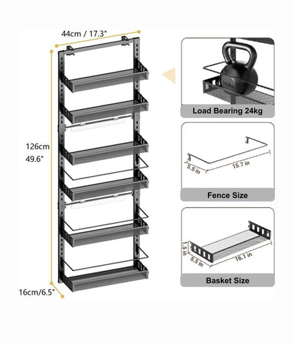 Signature Home Kruidenrek voor Deur – 6 Laags Kruidenrek Keuken Organizer – Zwart Metaal – Kruidenrek Kastdeur