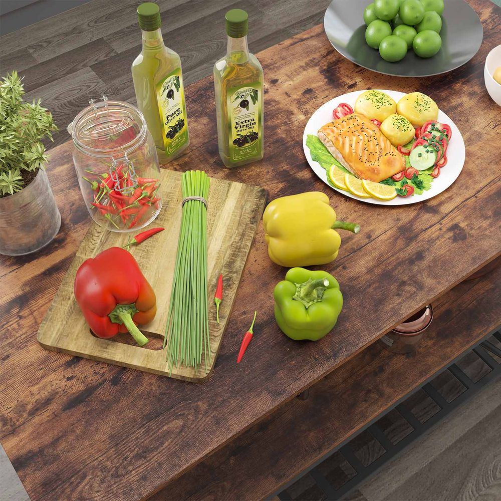 Keukeneiland met 3 Schappen – Vrijstaand Keukenrek met Opbergruimte – Industrieel Design