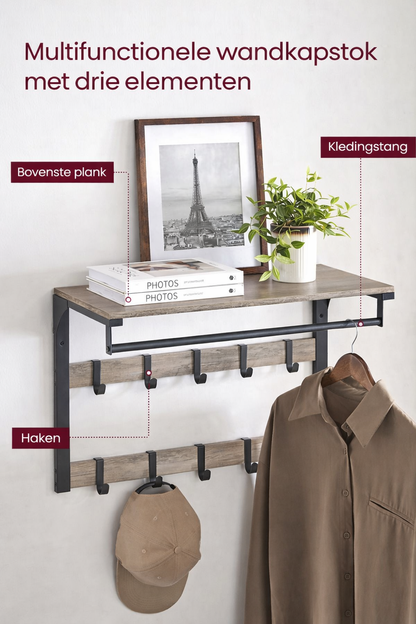 Signature Home Wandrek met Kledingstang – Moderne Wandgarderobe voor Hal, Gang en Slaapkamer